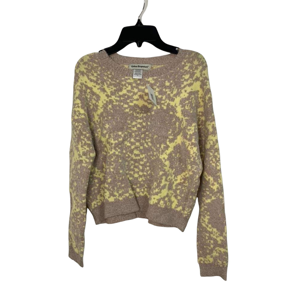 Cotton Emporium Hello Tan Camp Crew Neck Sweater XS NEW